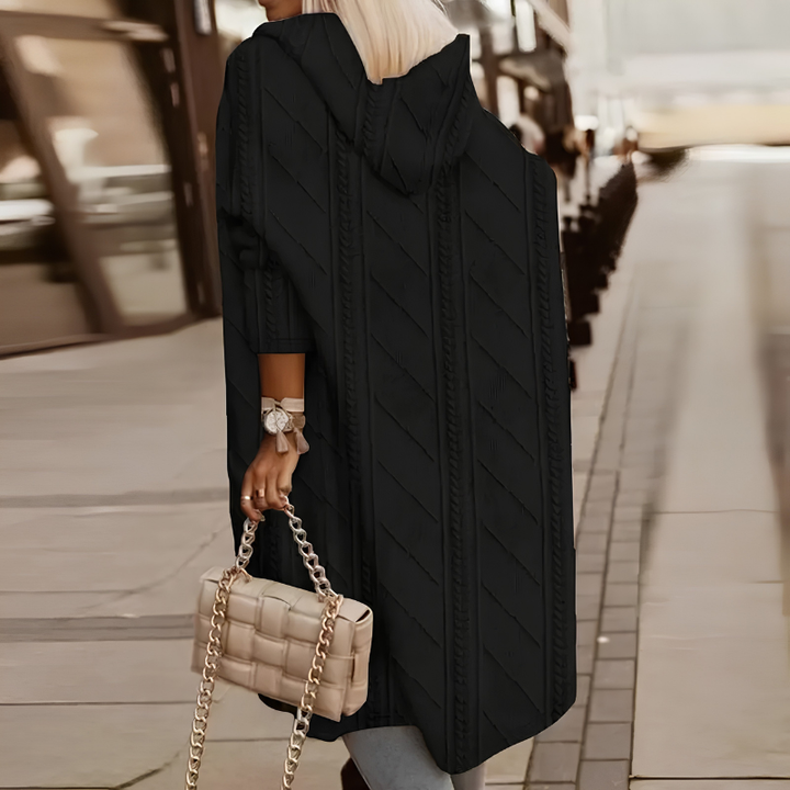 Women's Cable Knit Hooded Cardigan