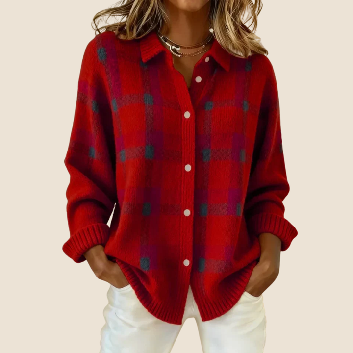 Women's Retro Check Cardigan