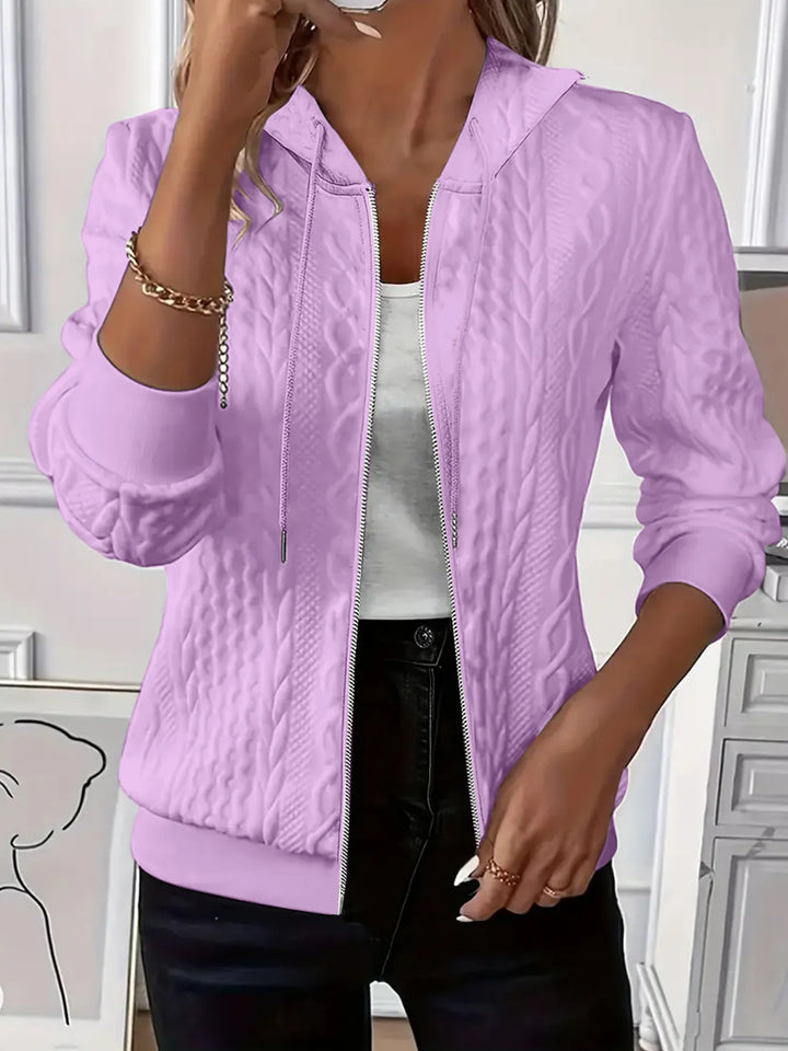 Women's Jacquard Hooded Zip Jacket