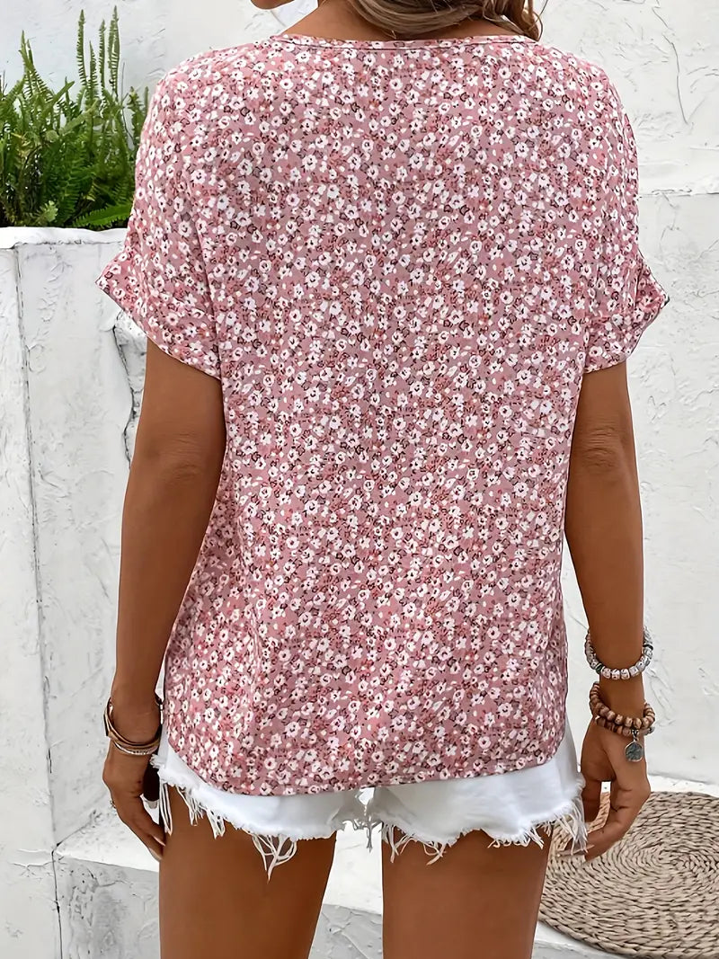 Women's Summer Blouse with Flowers