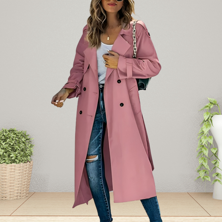Women's Long Double Breasted Trench Coat