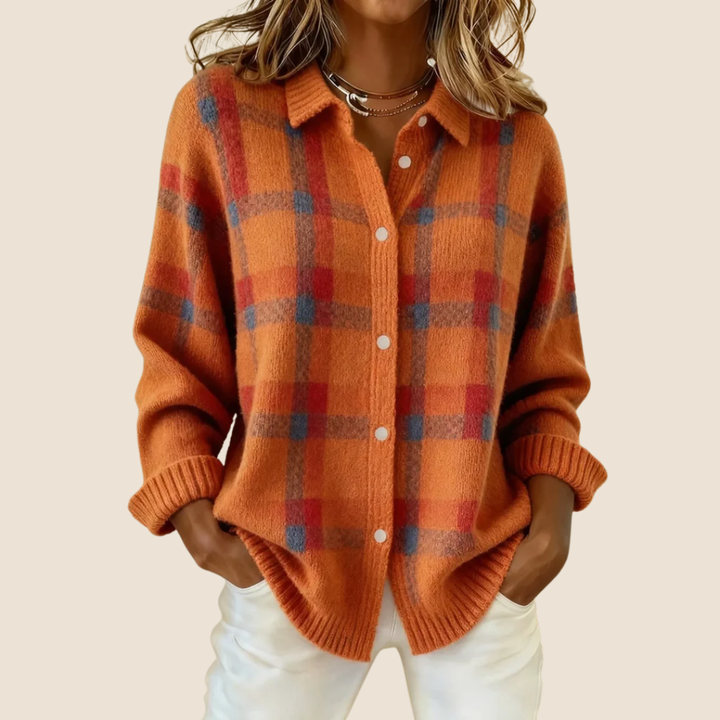 Women's Retro Check Cardigan
