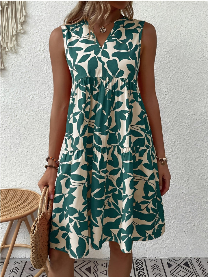 Natalia | Women's Midi Dress with V-Neck Print