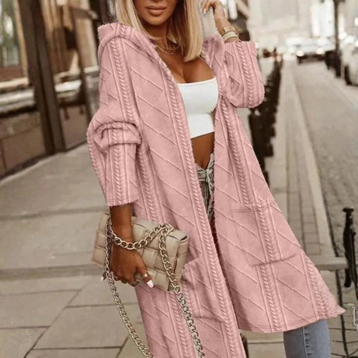 Women's Cable Knit Hooded Cardigan
