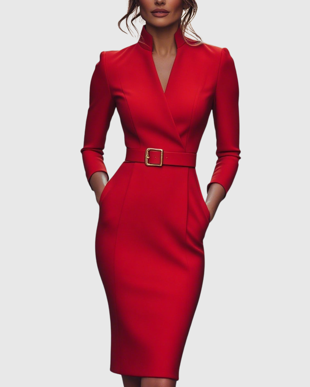 Joanna | Women's Midi Dress Fitted with a Belt