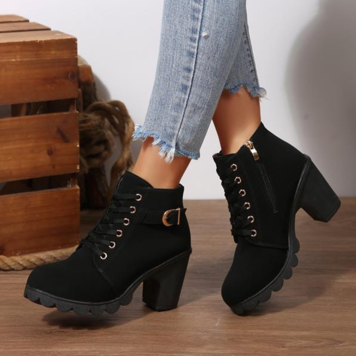Women's Lace-Up Chunky Ankle Boots