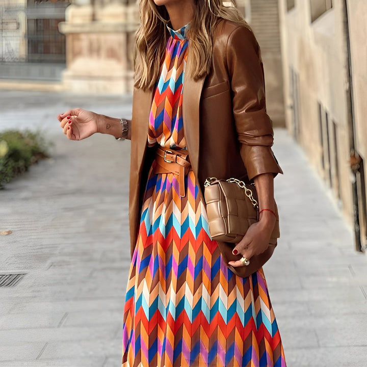 Agnieszka | Women's Midi Dress with Print Belt
