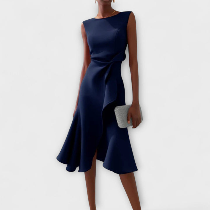 Irena | Asymmetrical Draped Midi Dress