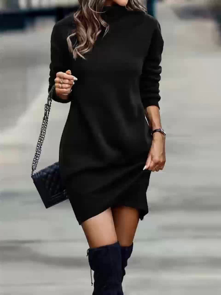 Women's High Neck Knit Mini Dress