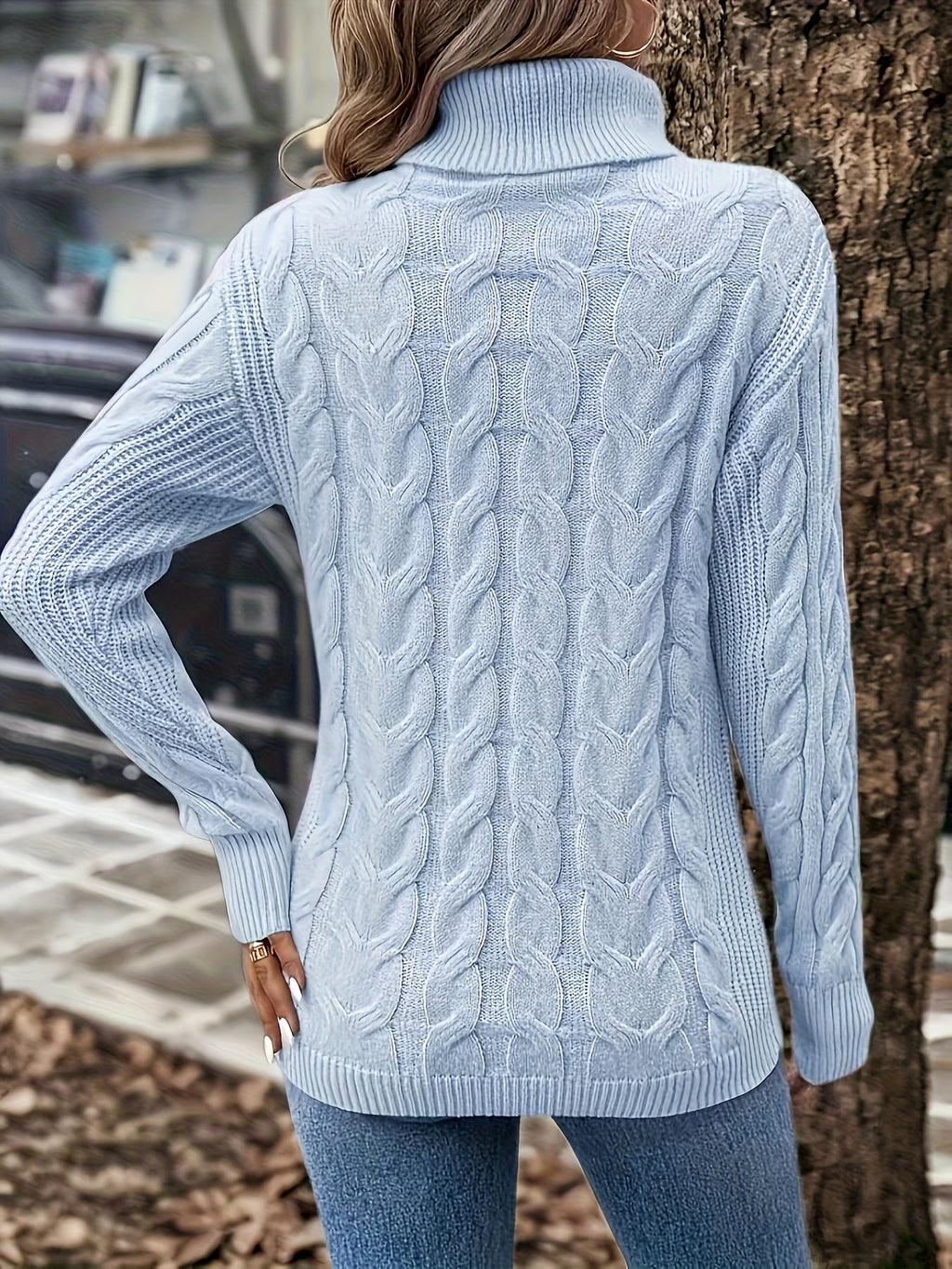 Women's Cable Knit Turtleneck Jumper