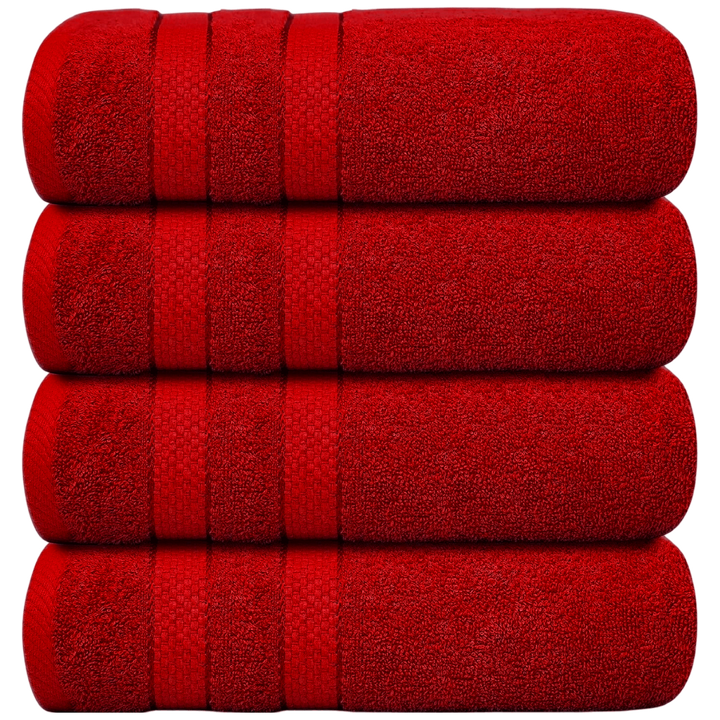 4-Piece Bath Towel Set with Quick-Dry Cotton Terry and Dobby Border - Image 1
