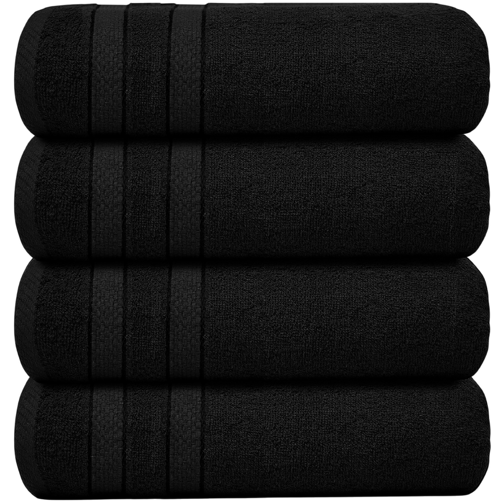 4-Piece Bath Towel Set with Quick-Dry Cotton Terry and Dobby Border - Image 10