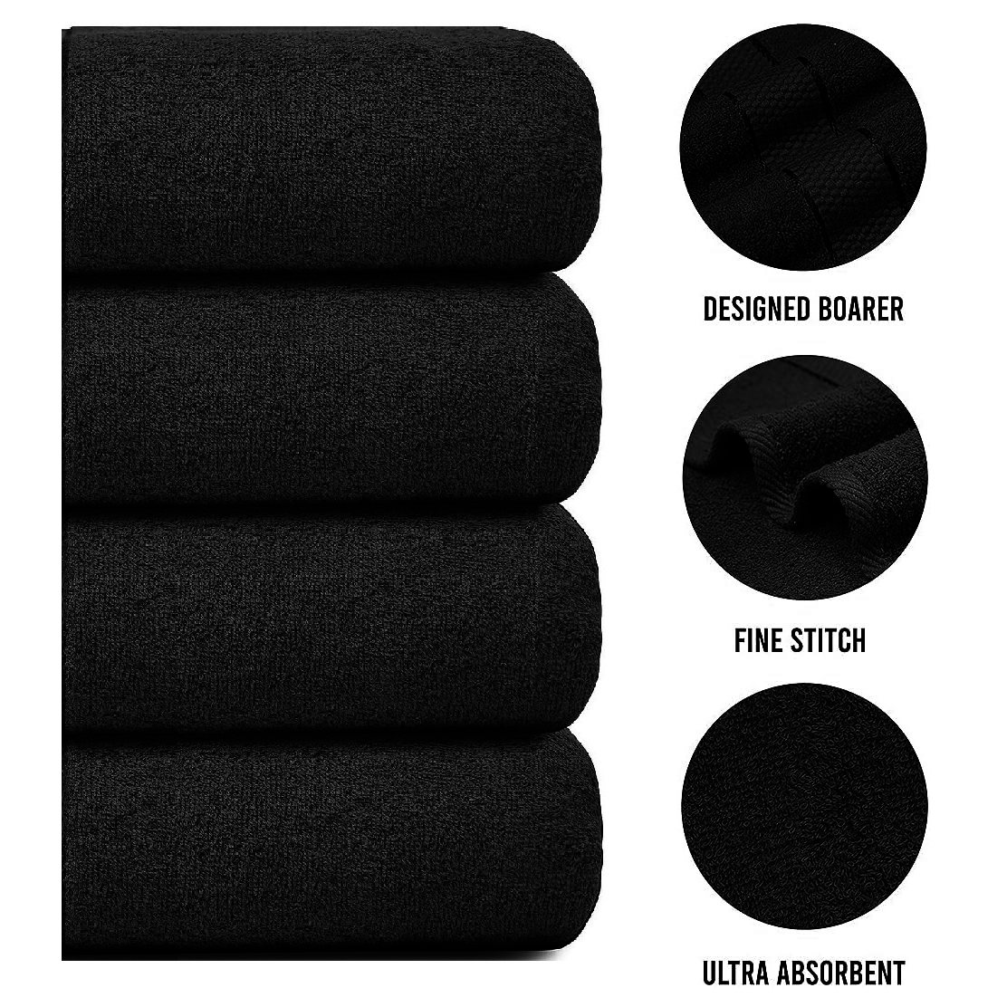 4-Piece Bath Towel Set with Quick-Dry Cotton Terry and Dobby Border - Image 12