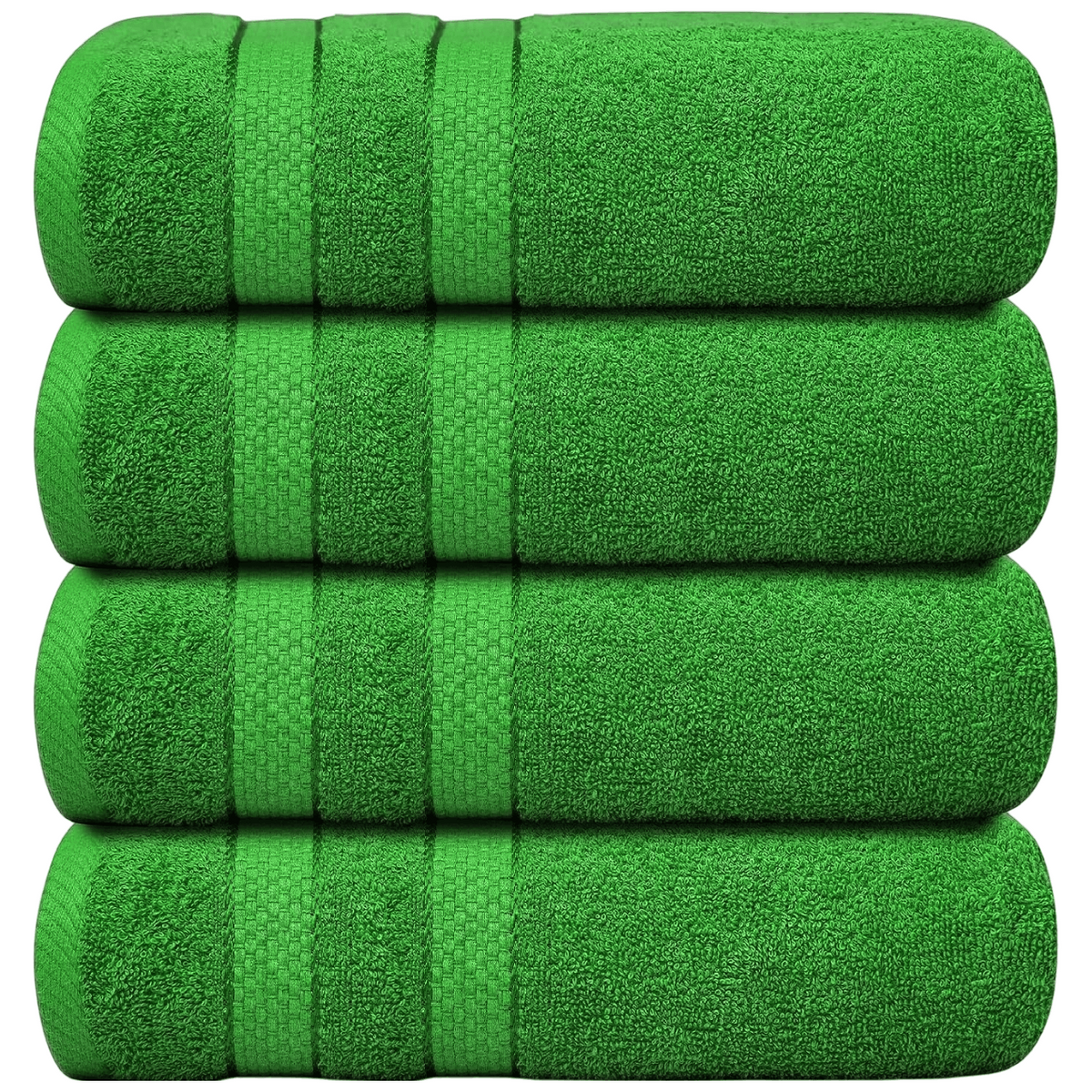 4-Piece Bath Towel Set with Quick-Dry Cotton Terry and Dobby Border - Image 13