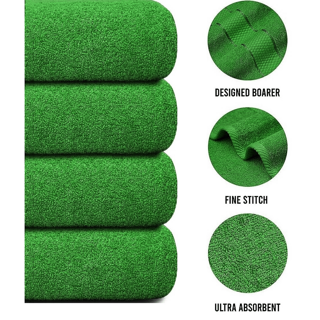 4-Piece Bath Towel Set with Quick-Dry Cotton Terry and Dobby Border - Image 15
