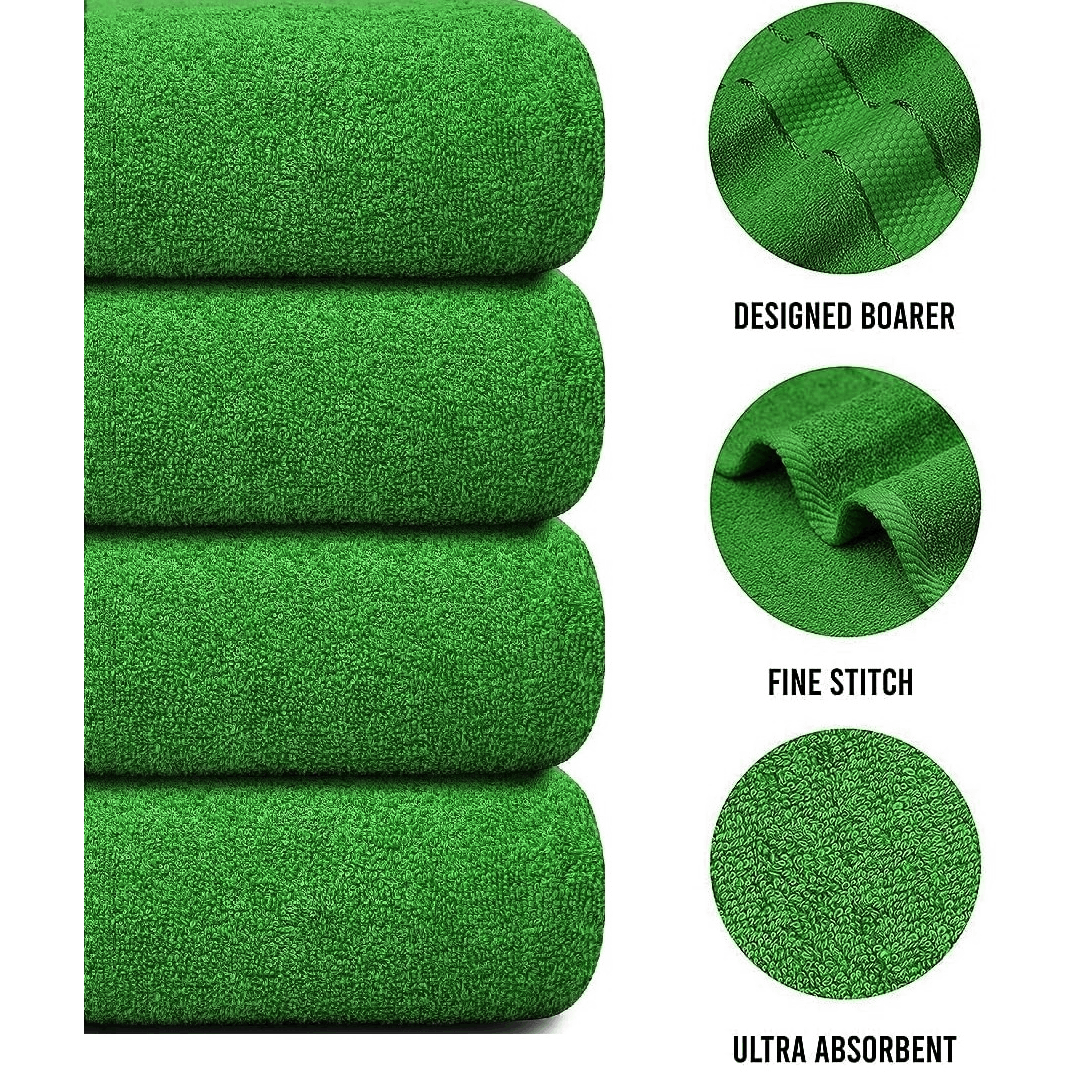 4-Piece Bath Towel Set with Quick-Dry Cotton Terry and Dobby Border - Image 15