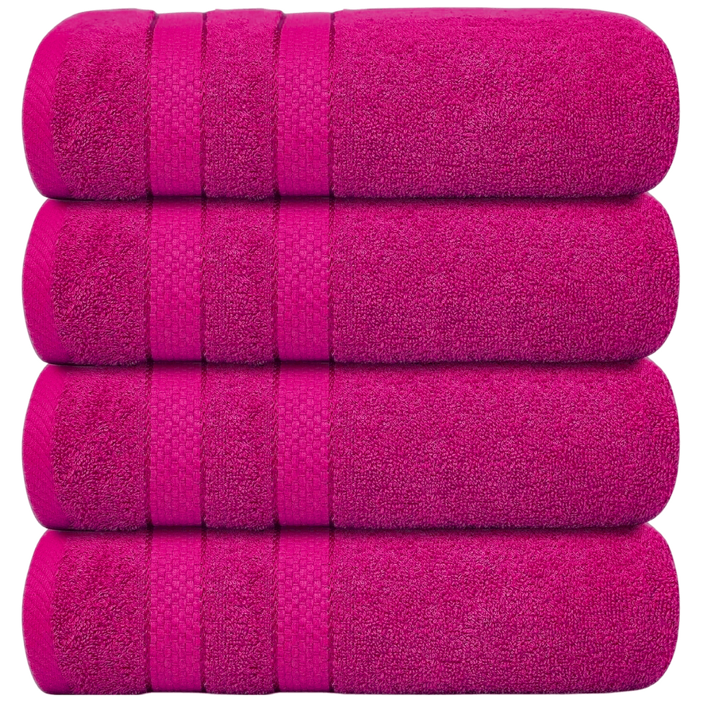 4-Piece Bath Towel Set with Quick-Dry Cotton Terry and Dobby Border - Image 16