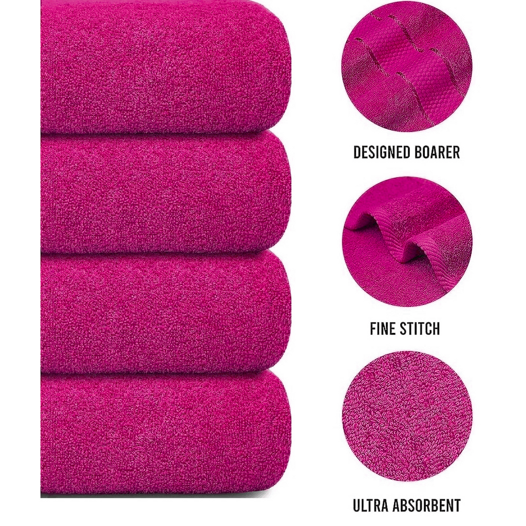 4-Piece Bath Towel Set with Quick-Dry Cotton Terry and Dobby Border - Image 18