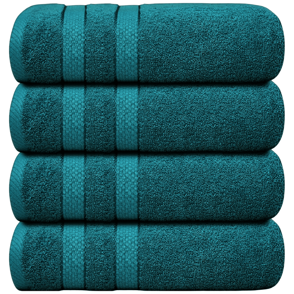 4-Piece Bath Towel Set with Quick-Dry Cotton Terry and Dobby Border - Image 19