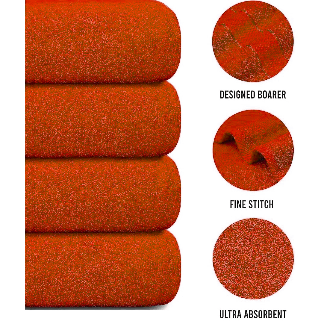 4-Piece Bath Towel Set with Quick-Dry Cotton Terry and Dobby Border - Image 27