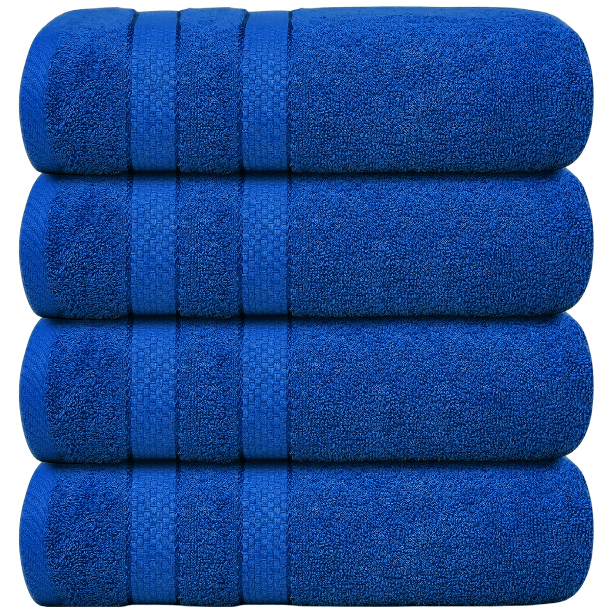 4-Piece Bath Towel Set with Quick-Dry Cotton Terry and Dobby Border - Image 28
