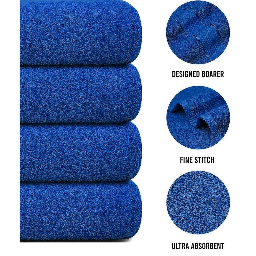 4-Piece Bath Towel Set with Quick-Dry Cotton Terry and Dobby Border - Image 30