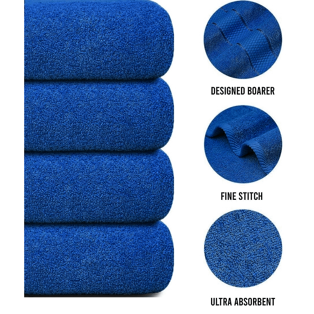4-Piece Bath Towel Set with Quick-Dry Cotton Terry and Dobby Border - Image 30