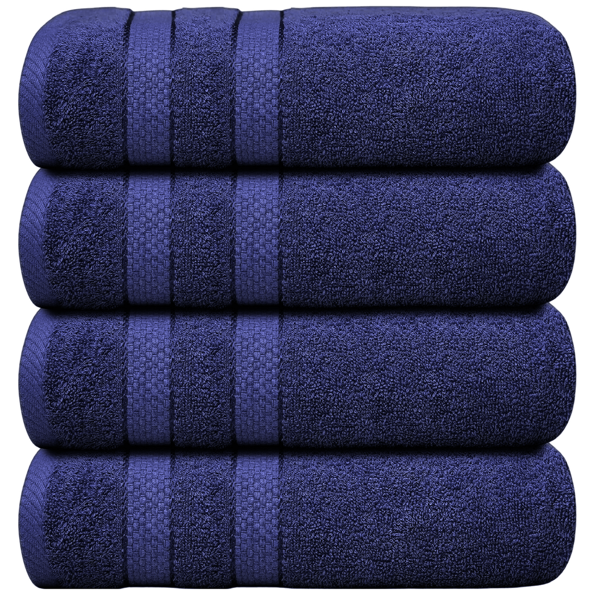 4-Piece Bath Towel Set with Quick-Dry Cotton Terry and Dobby Border - Image 31