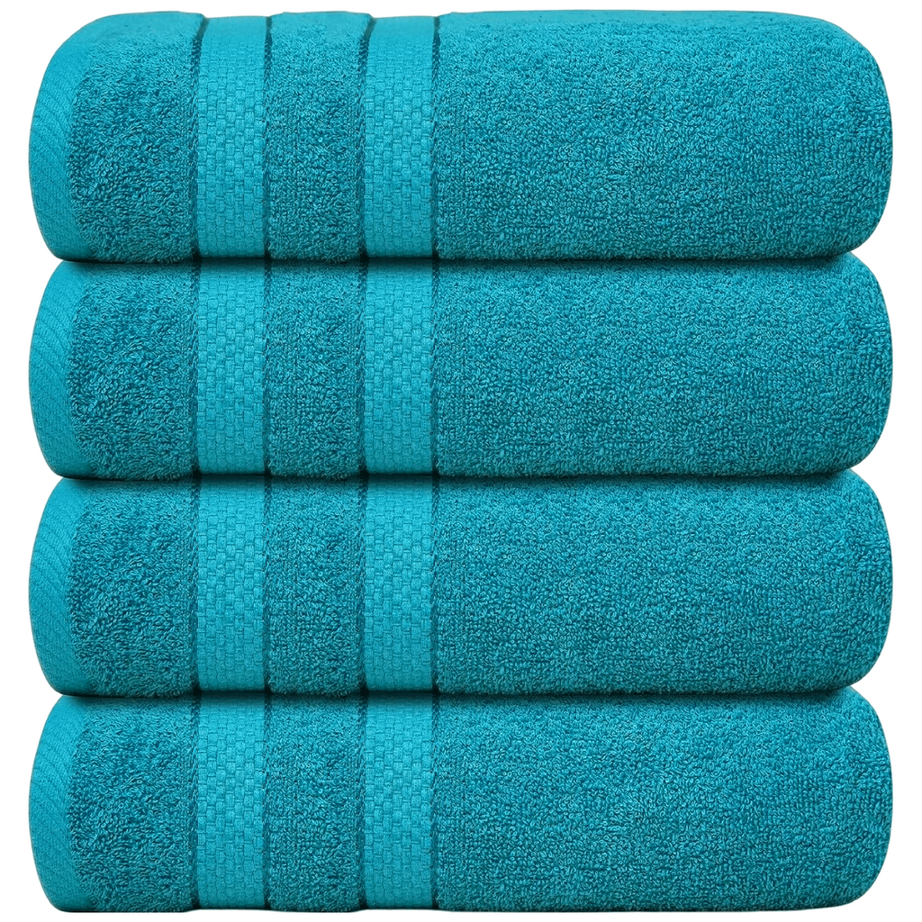 4-Piece Bath Towel Set with Quick-Dry Cotton Terry and Dobby Border - Image 34
