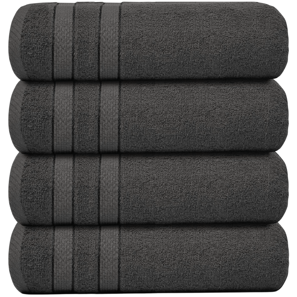 4-Piece Bath Towel Set with Quick-Dry Cotton Terry and Dobby Border - Image 37