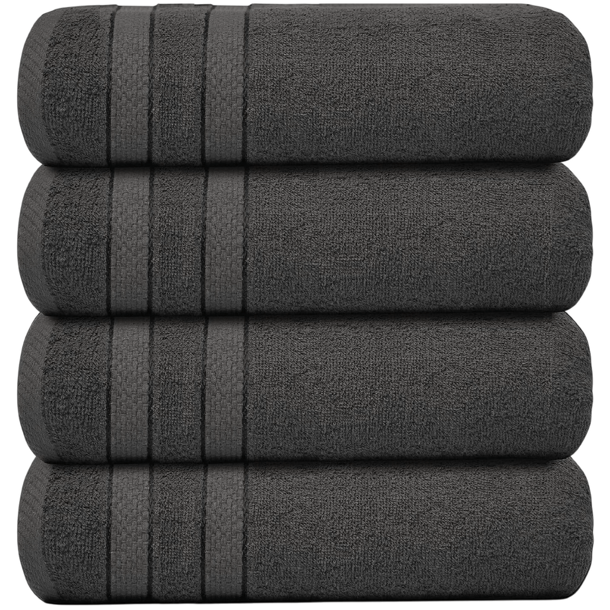 4-Piece Bath Towel Set with Quick-Dry Cotton Terry and Dobby Border - Image 37