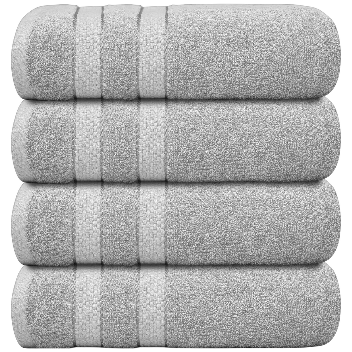 4-Piece Bath Towel Set with Quick-Dry Cotton Terry and Dobby Border - Image 4