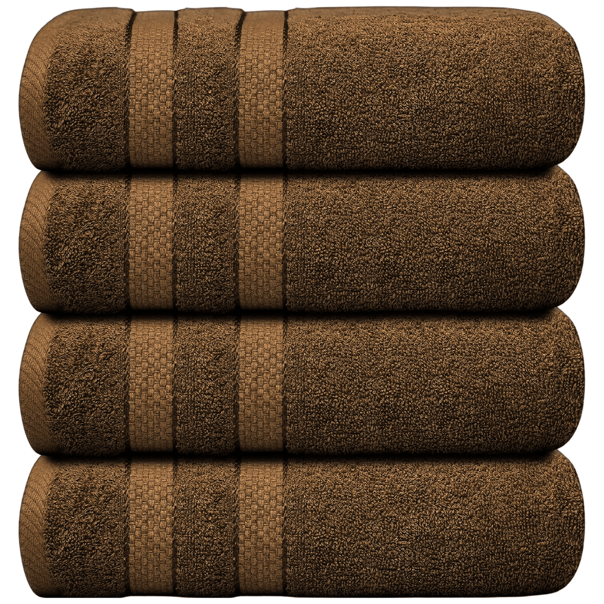 4-Piece Bath Towel Set with Quick-Dry Cotton Terry and Dobby Border - Image 40