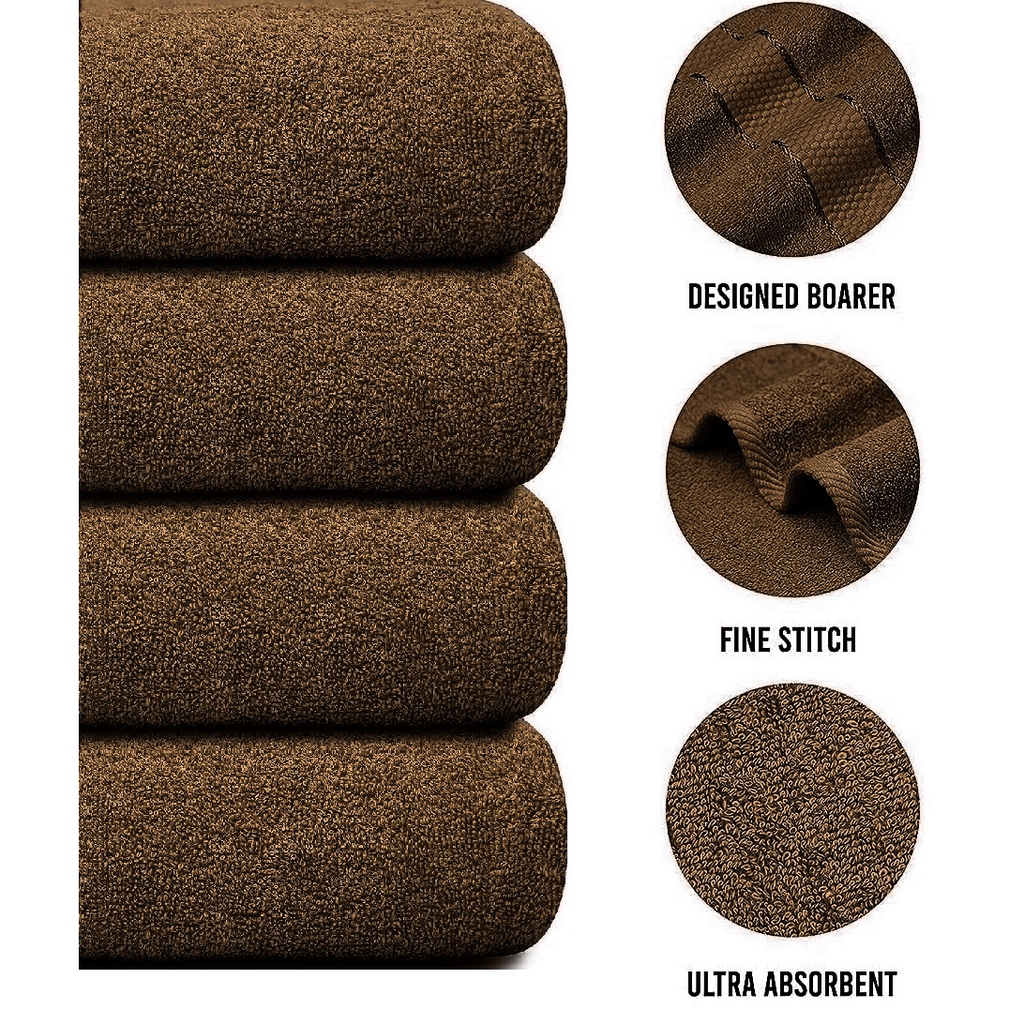 4-Piece Bath Towel Set with Quick-Dry Cotton Terry and Dobby Border - Image 42