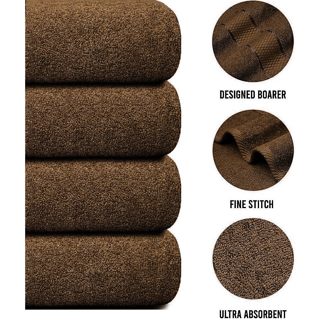 4-Piece Bath Towel Set with Quick-Dry Cotton Terry and Dobby Border - Image 42