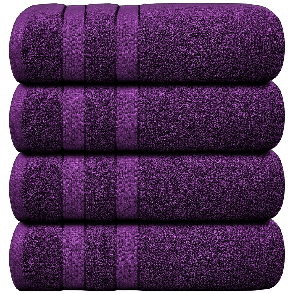 4-Piece Bath Towel Set with Quick-Dry Cotton Terry and Dobby Border - Image 43