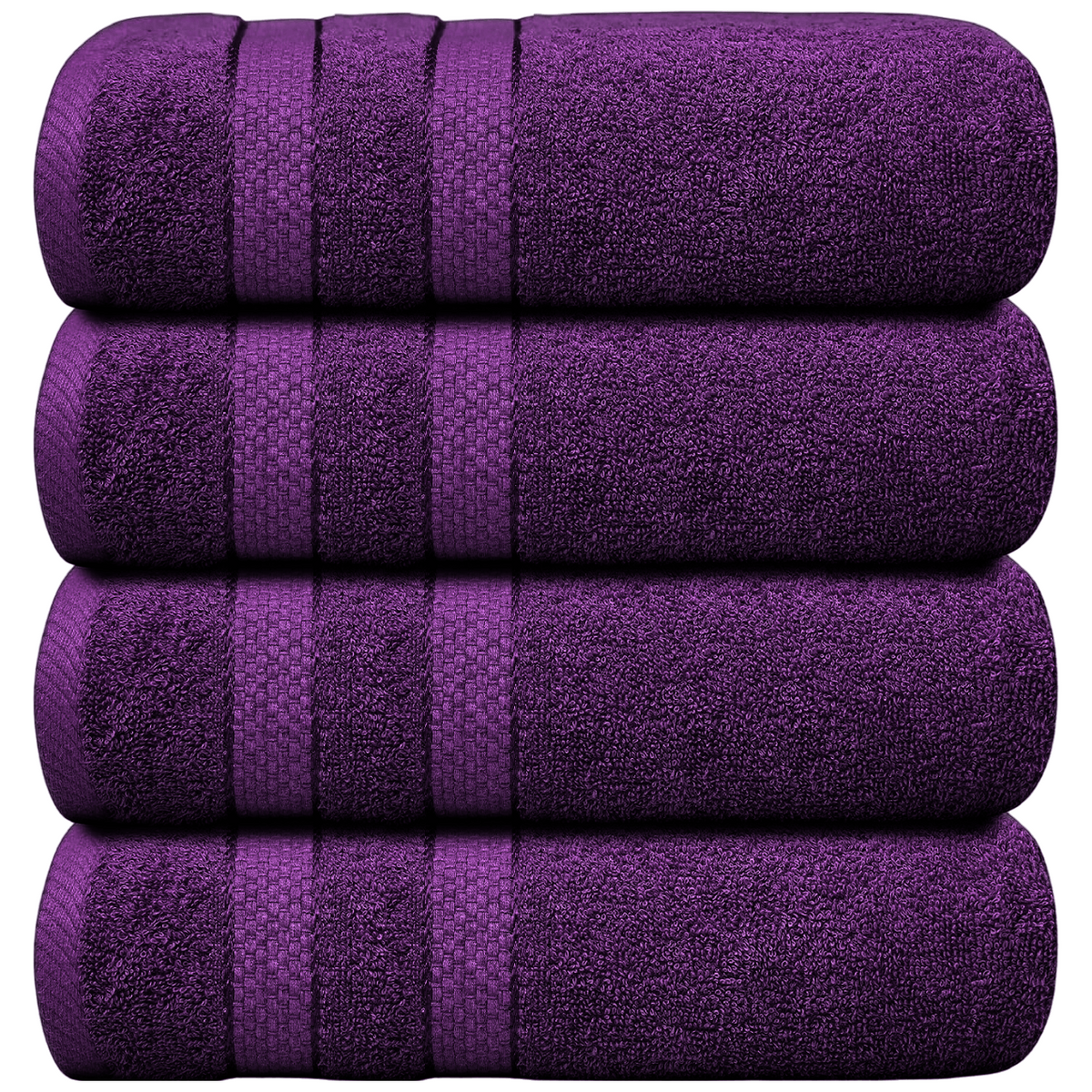 4-Piece Bath Towel Set with Quick-Dry Cotton Terry and Dobby Border - Image 43