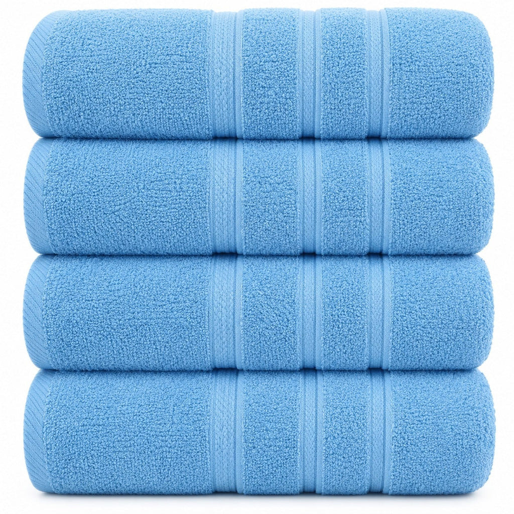 4-Piece Bath Towel Set with Quick-Dry Cotton Terry and Dobby Border - Image 45