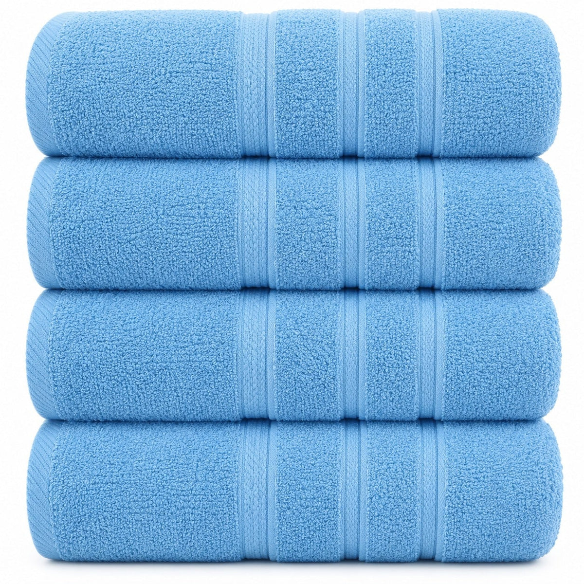 4-Piece Bath Towel Set with Quick-Dry Cotton Terry and Dobby Border - Image 45
