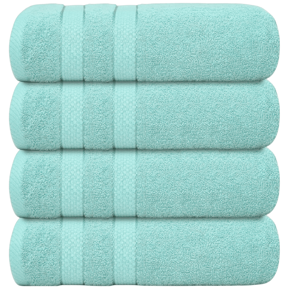 4-Piece Bath Towel Set with Quick-Dry Cotton Terry and Dobby Border - Image 7