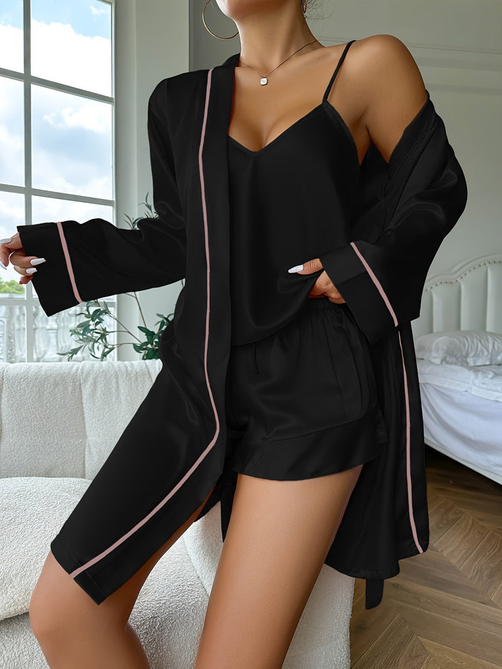 Women's Pajama Set with V-Neck Top and Shorts