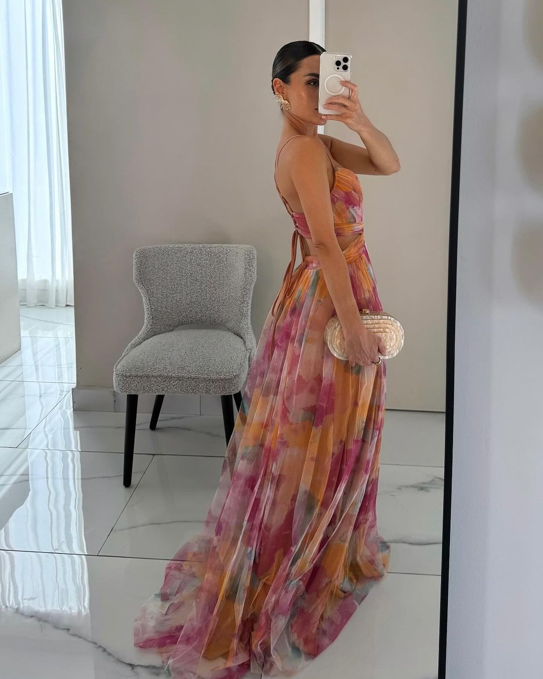 Women's V-Neck Printed Maxi Dress