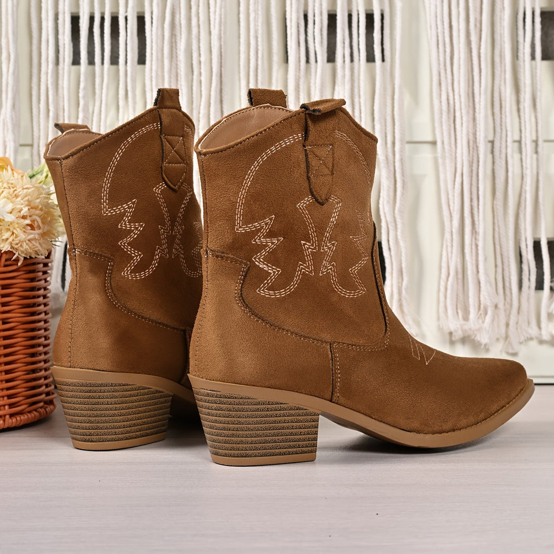 Women's Embroidered Western Ankle Boots