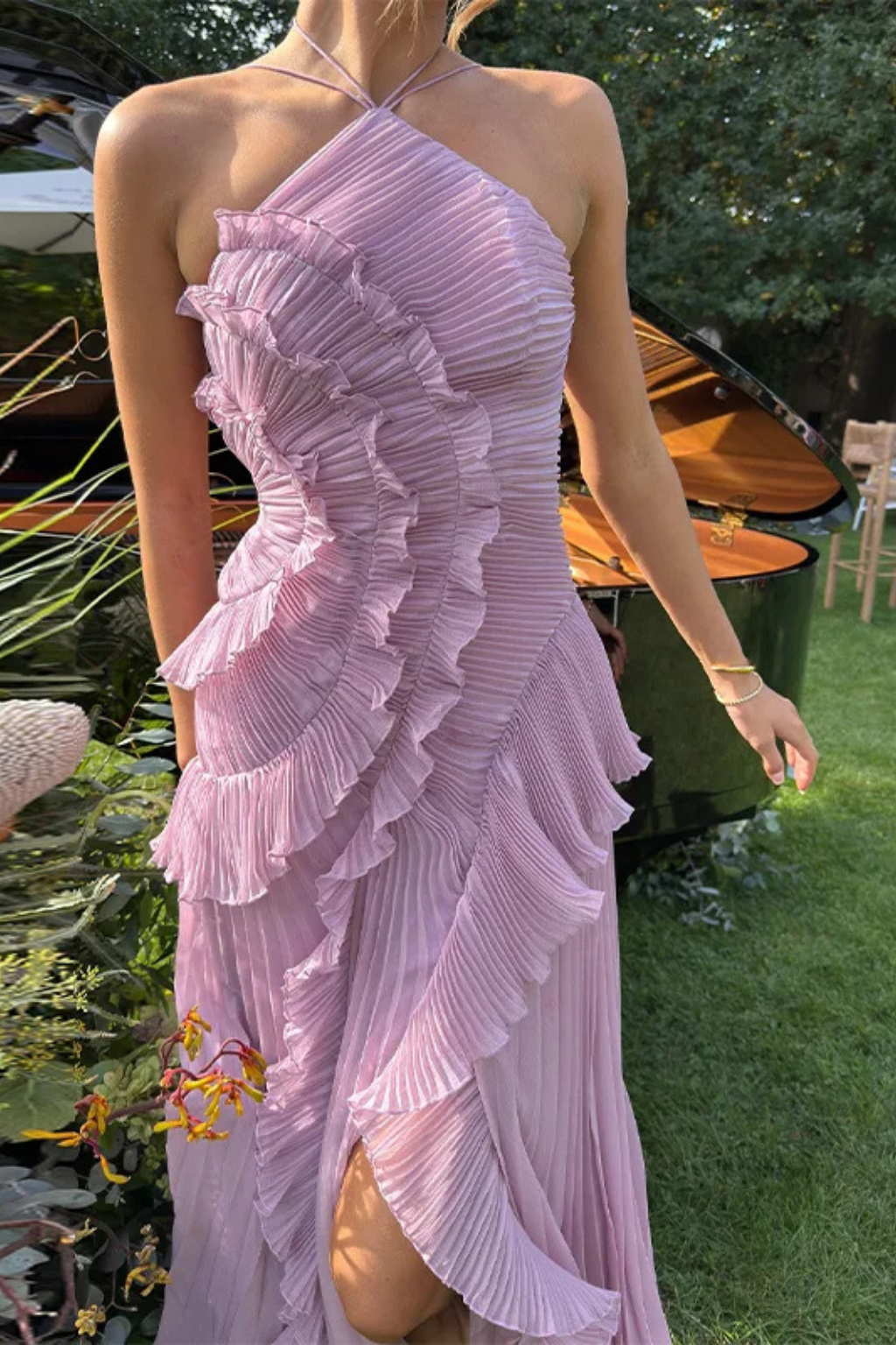 Women's Wedding Guest Ruffle Maxi Dress
