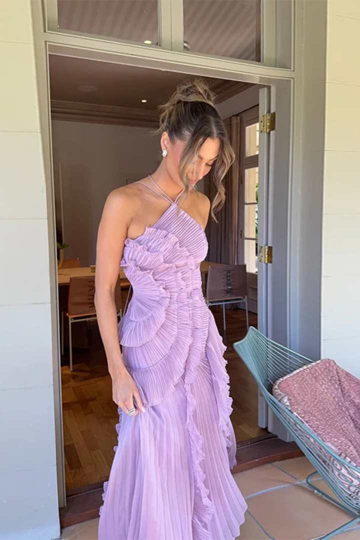Women's Wedding Guest Ruffle Maxi Dress