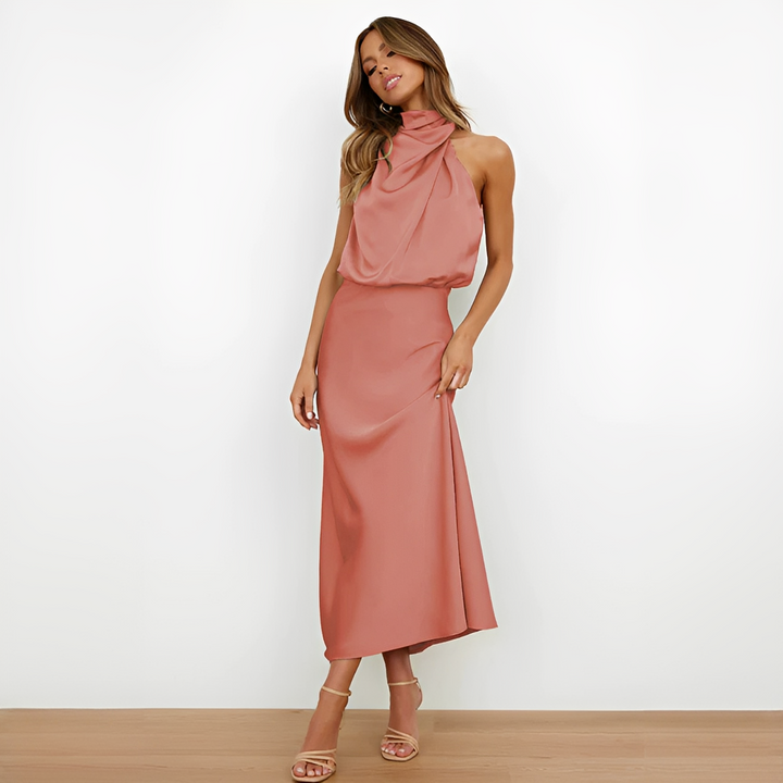 Monika | Women's Midi Satin Evening Dress