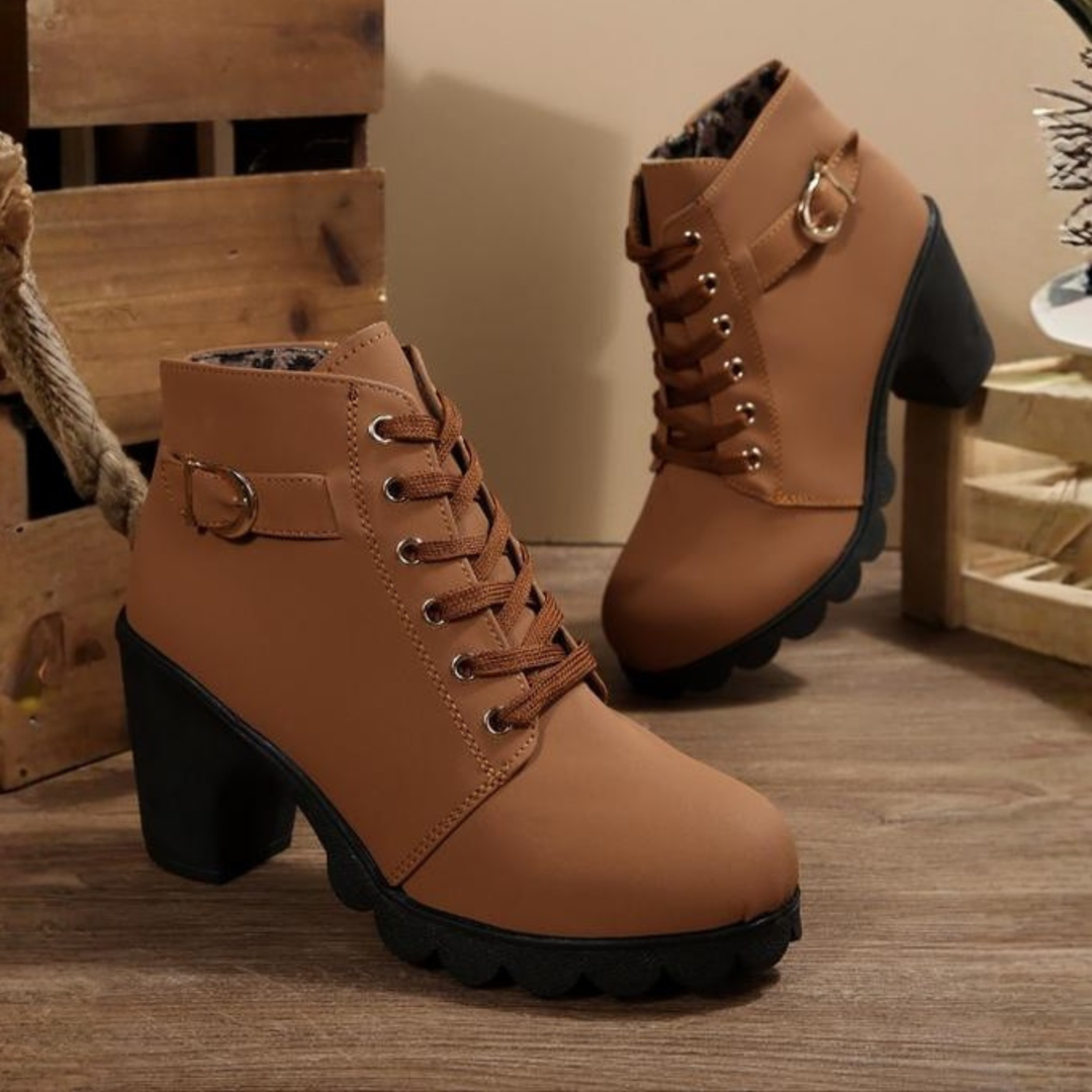 Women's Lace-Up Chunky Ankle Boots