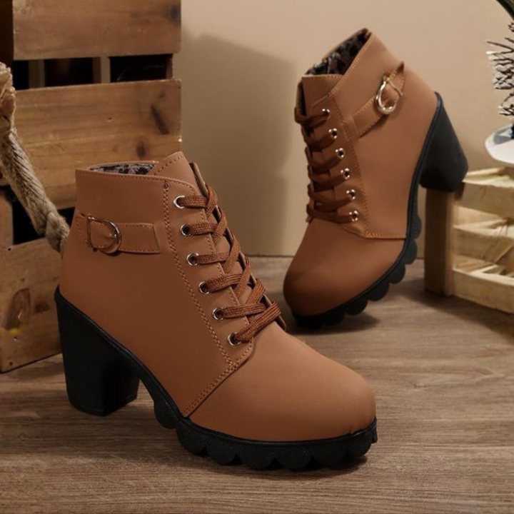 Women's Lace-Up Chunky Ankle Boots