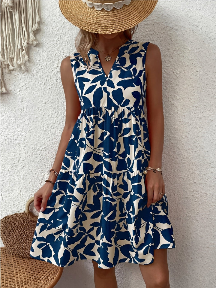 Natalia | Women's Midi Dress with V-Neck Print