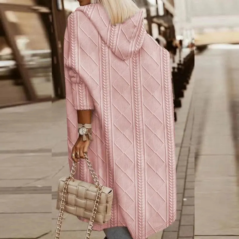 Women's Cable Knit Hooded Cardigan